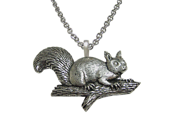 Squirrel on Branch Pendant Necklace