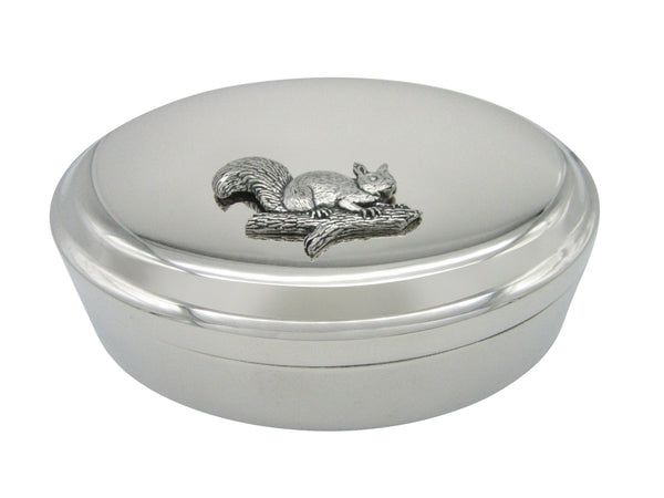 Squirrel on Branch Pendant Oval Trinket Jewelry Box