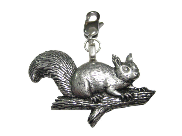 Squirrel on Branch Pendant Zipper Pull Charm