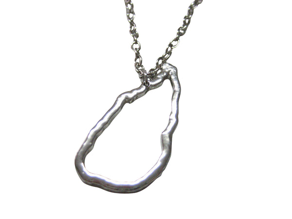 Silver Toned Sri Lanka Map Outline Pendant Necklace