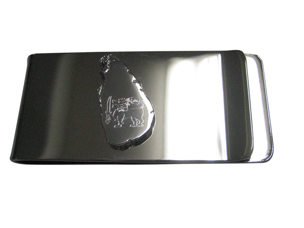 Sri Lanka Map Shape and Flag Design Money Clip