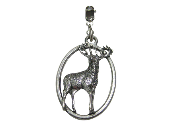 Stag Deer Large Oval Pendant Zipper Pull Charm