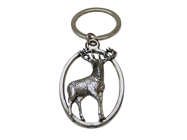 Stag Deer Oval Key Chain