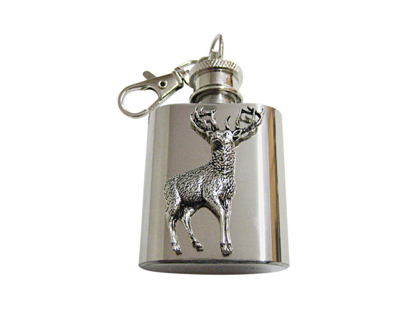 Stag Deer Pendant 1 Oz. Stainless Steel Key Chain Flask