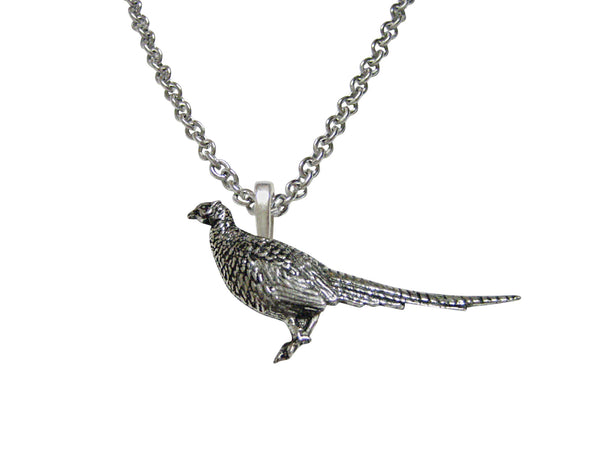 Standing Pheasant Bird Pendant Necklace