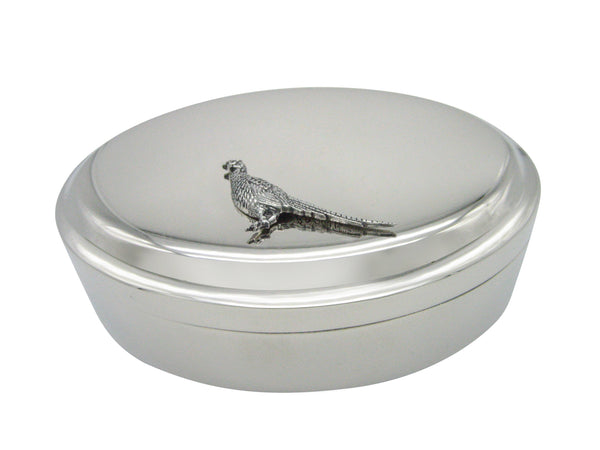 Standing Pheasant Bird Pendant Oval Trinket Jewelry Box