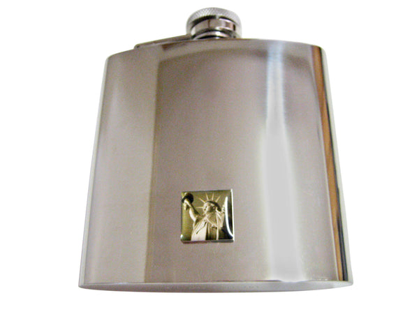 Statue of Liberty Square Pendant 6 Oz. Stainless Steel Flask