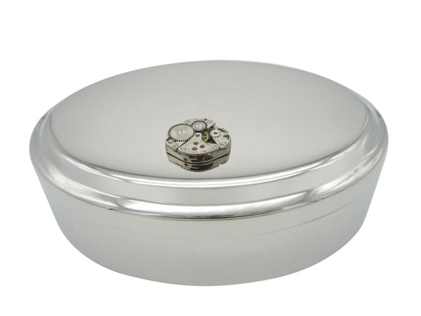 Steampunk Watch Gear Pendant Oval Trinket Jewelry Box