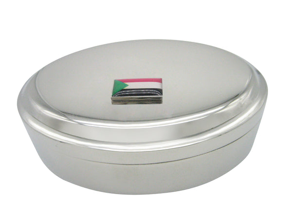 Sudan Flag Pendant Oval Trinket Jewelry Box