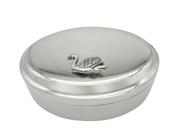 Swan Bird Pendant Oval Trinket Jewelry Box