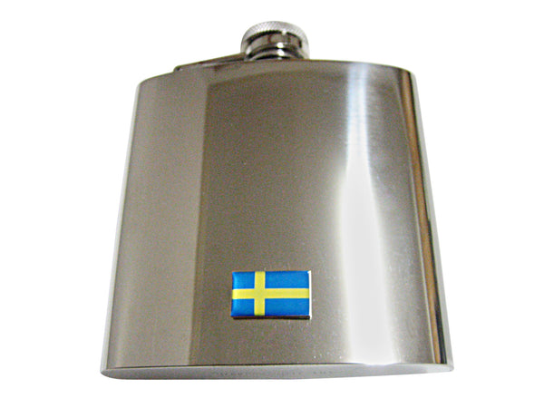 Sweden Flag Pendant 6 Oz. Stainless Steel Flask