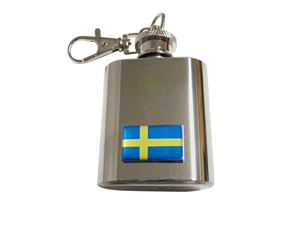 Sweden Flag Pendant 1 Oz. Stainless Steel Key Chain Flask