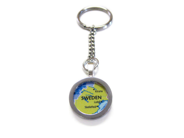 Sweden Map Pendant Keychain
