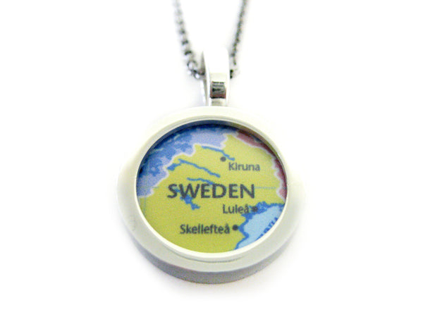 Sweden Map Pendant Necklace