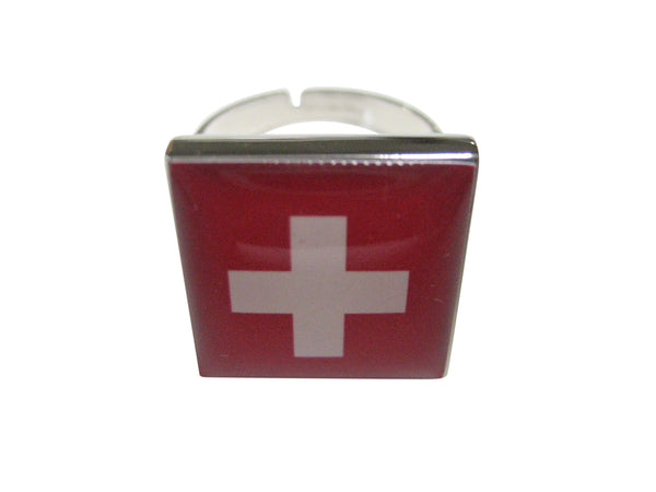 Switzerland Swiss Flag Adjustable Size Fashion Ring