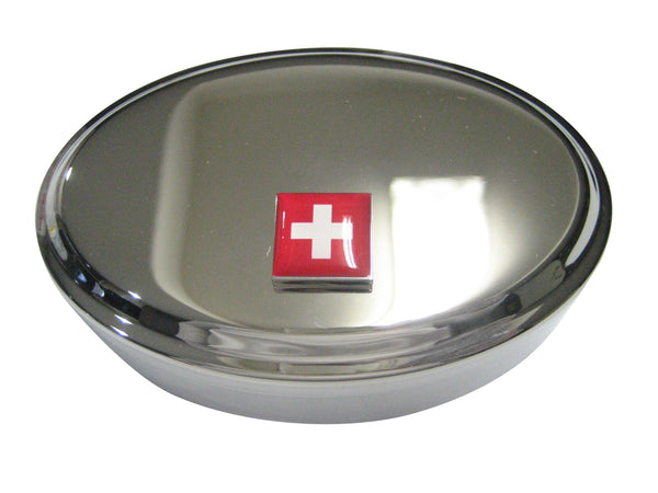 Switzerland Swiss Flag Oval Trinket Jewelry Box