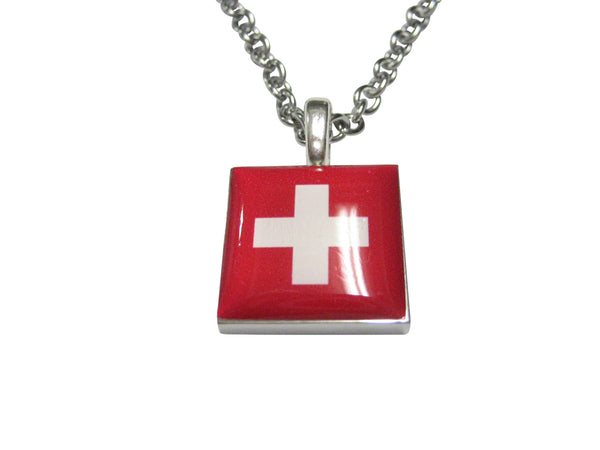 Switzerland Swiss Flag Pendant Necklace