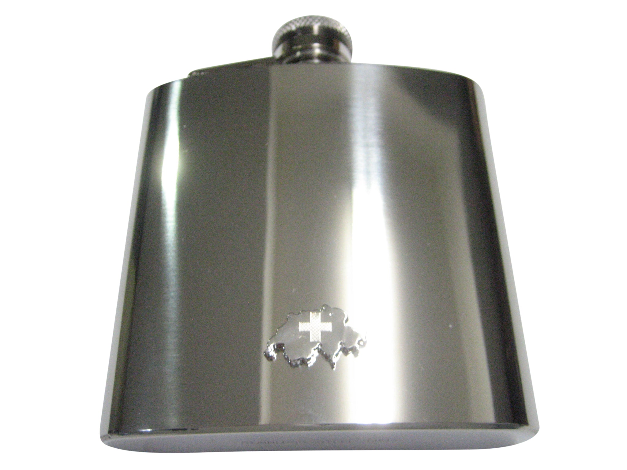 Switzerland Swiss Map Shape and Flag Design 6oz Flask