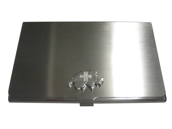 Switzerland Swiss Map Shape and Flag Design Business Card Holder