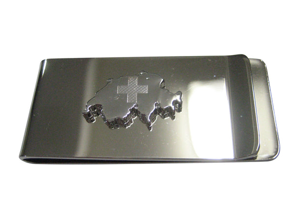 Switzerland Swiss Map Shape and Flag Design Money Clip