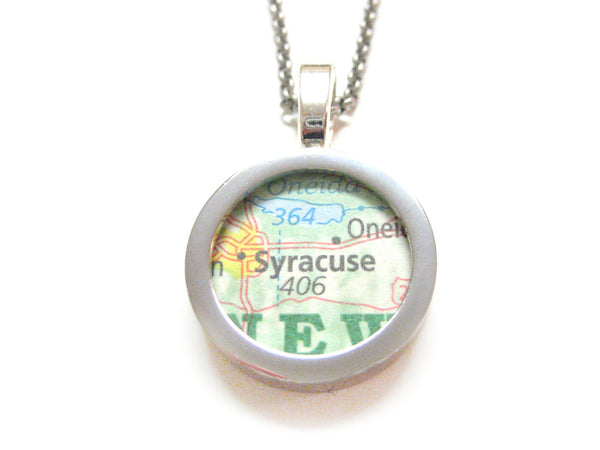 Syracuse New York Map Pendant Necklace