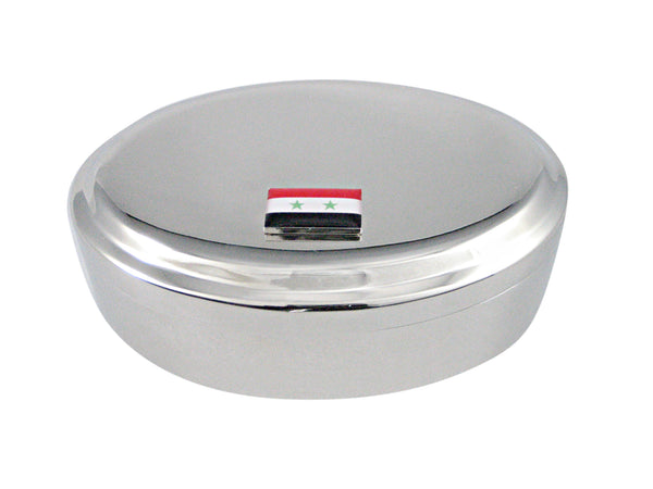 Syria Flag Pendant Oval Trinket Jewelry Box