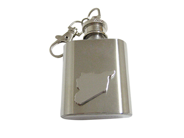 Syria Map Shape 1 Oz. Stainless Steel Key Chain Flask