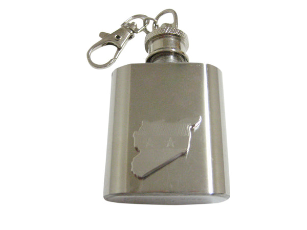 Syria Map Shape and Flag Design 1 Oz. Stainless Steel Key Chain Flask