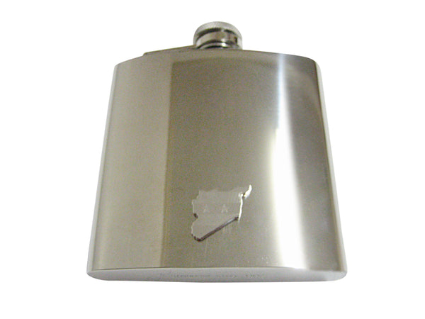 Syria Map Shape and Flag Design 6 Oz. Stainless Steel Flask
