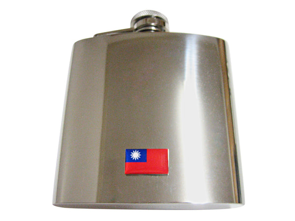 Taiwan Flag Pendant 6 Oz. Stainless Steel Flask