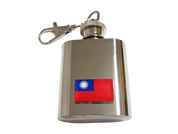 Taiwan Flag Pendant 1 Oz. Stainless Steel Key Chain Flask