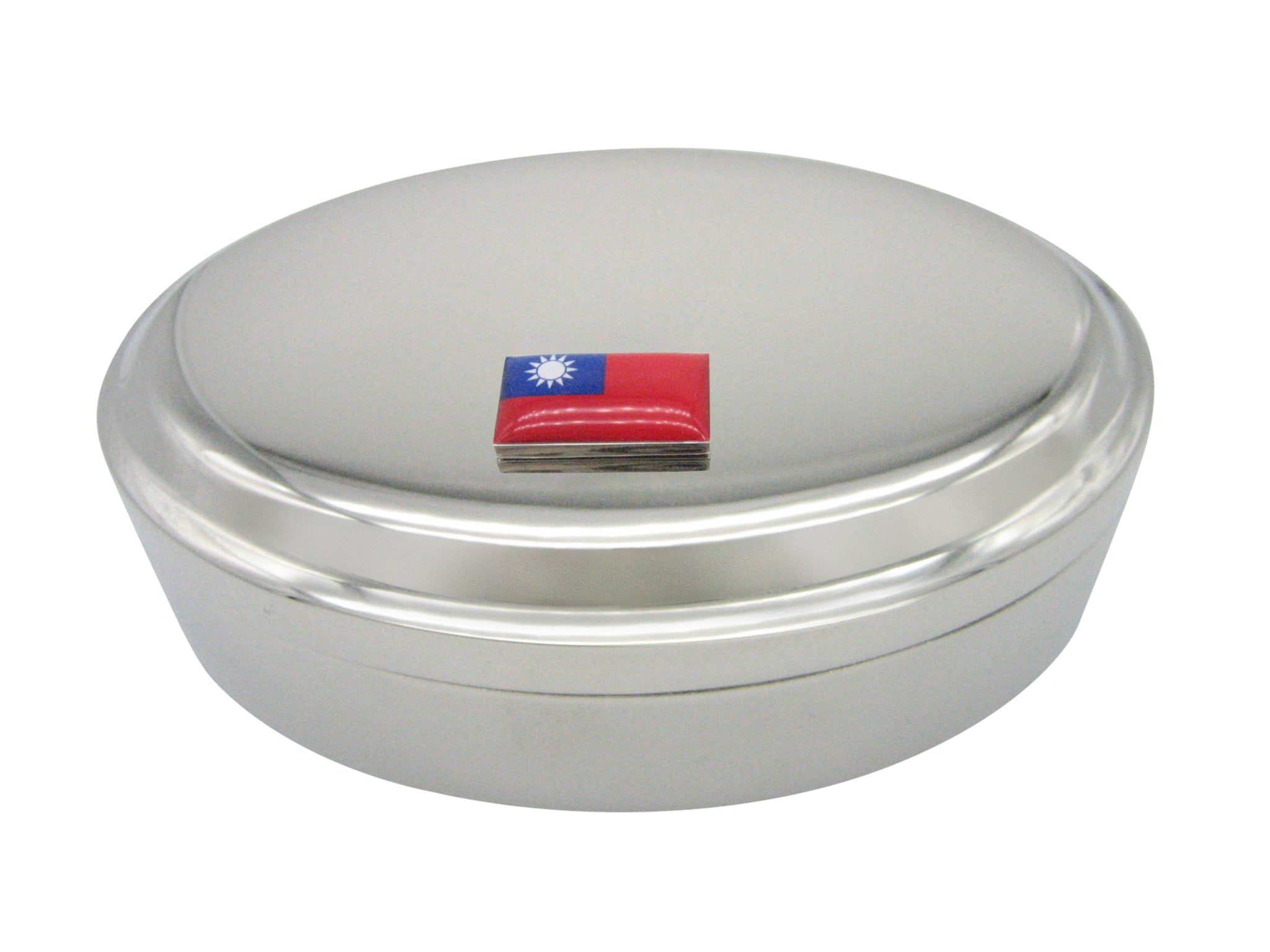 Taiwan Flag Pendant Oval Trinket Jewelry Box