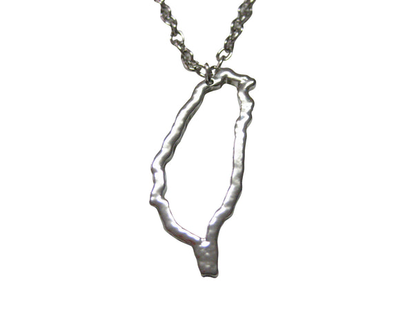 Silver Toned Taiwan Map Outline Pendant Necklace