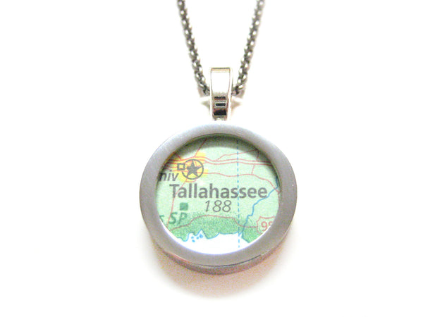Tallahassee Florida Map Pendant Necklace