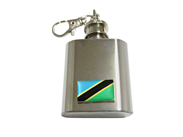 Tanzania Flag Pendant 1 Oz. Stainless Steel Key Chain Flask