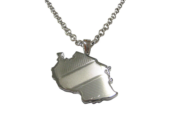 Tanzania Map Shape and Flag Design Pendant Necklace