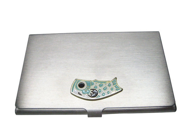 Teal Toned Festival Koi Flag Koinobori Business Card Holder
