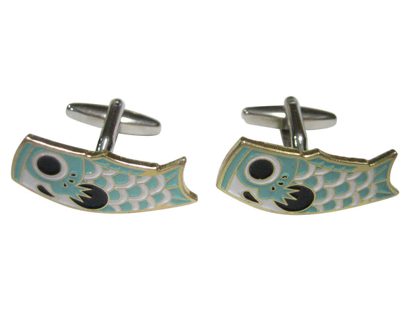 Teal Toned Festival Koi Flag Koinobori Cufflinks