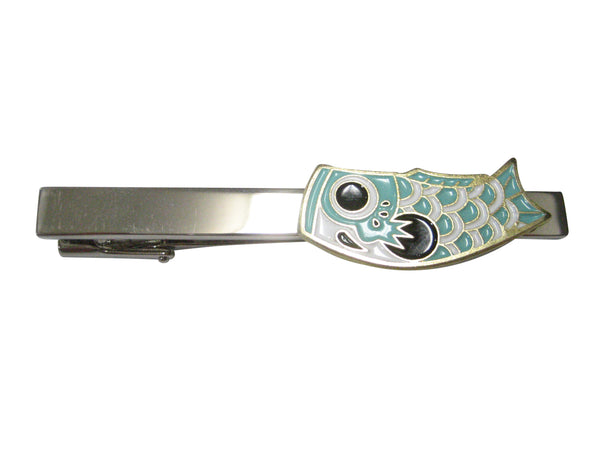 Teal Toned Festival Koi Flag Koinobori Tie Clip