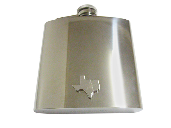 Texas State Map Shape and Flag Design 6 Oz. Stainless Steel Flask