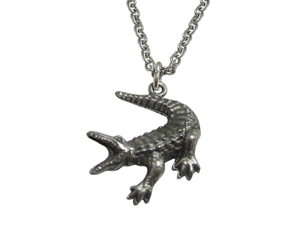 Textured Alligator Pendant Necklace