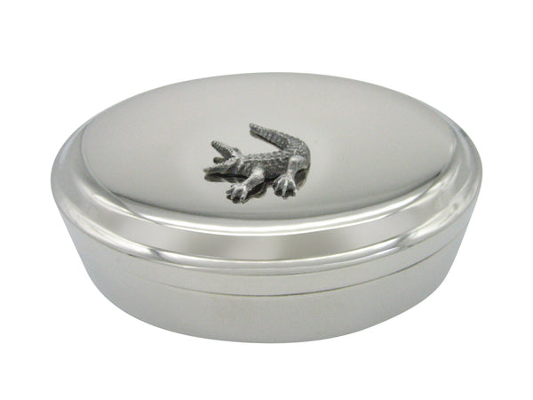 Textured Alligator Pendant Oval Trinket Jewelry Box