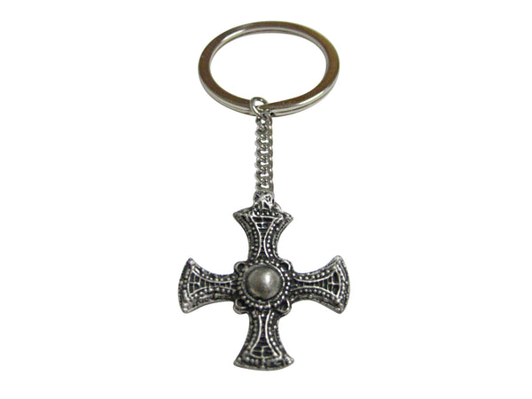 Textured Ancient Celtic Cross Pendant Keychain