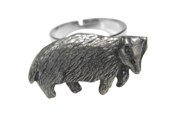 Textured Badger Adjustable Size Fashion Ring