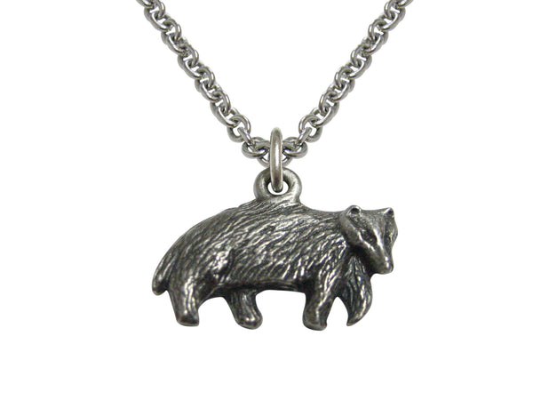 Textured Badger Pendant Necklace