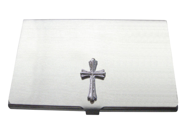 Business Card Holder with Textured Religious Cross Pendant