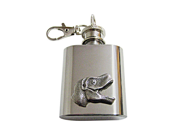 Textured Dinosaur Head 1 Oz. Stainless Steel Key Chain Flask