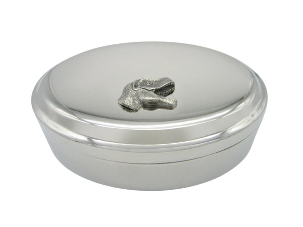 Textured Dinosaur Head Pendant Oval Trinket Jewelry Box