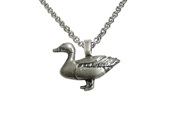 Textured Duck Bird Pendant Necklace