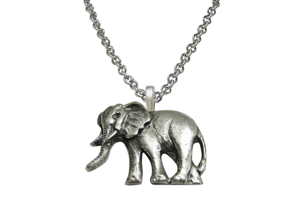 Textured Elephant Pendant Necklace
